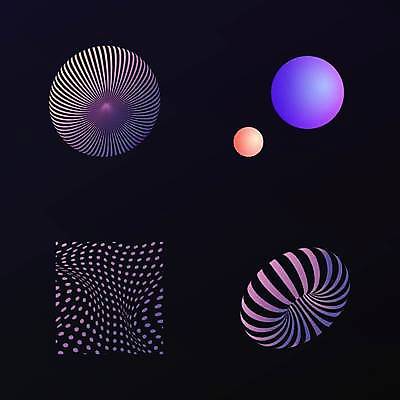 EPS 해외이미지 디자인 일러스트 추상 사람없음 세트 물방울무늬 줄무늬 원형 입체 기하학 엘리먼트 해외일러스트 도형 무늬 파일형식 벡터 이미지허브