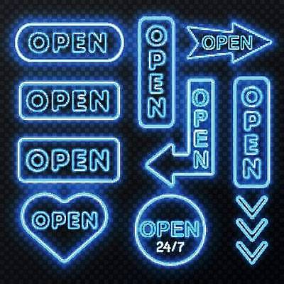 EPS 해외이미지 화살표 스티커 일러스트 타이포그라피 사람없음 파란색 오픈 화려 심볼 라인아트 네온 해외일러스트 문자 선 컬러 컨셉 파일형식 벡터 이미지허브