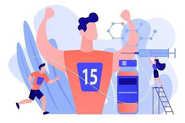 EPS 해외이미지 전신 라이프스타일 여자 남자 스포츠 하늘색 일러스트 사다리 운동선수 주사기 서기 들기 성인 세명 달리기 주사약 마라톤 얼굴없음 성인만 도핑 스테로이드 해외일러스트 의료기기 모션 사람 경기 생활 파란색 약 도구 육상스포츠 파일형식 벡터 이미지허브