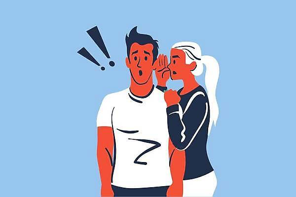 EPS 해외이미지 여자 남자 일러스트 말하기 대화 상반신 성인 두명 놀람 듣기 느낌표 비밀 귓속말 충격 성인만 해외일러스트 기호 감정 컨셉 모션 표정 사람 파일형식 벡터 이미지허브