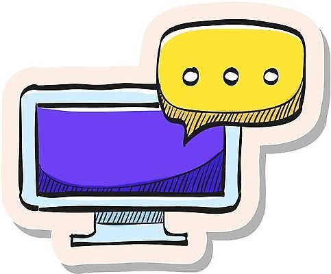 EPS 해외이미지 말풍선 스티커 일러스트 사람없음 노란색 모니터 보라색 심볼 해외일러스트 컬러 컴퓨터 파일형식 벡터 이미지허브