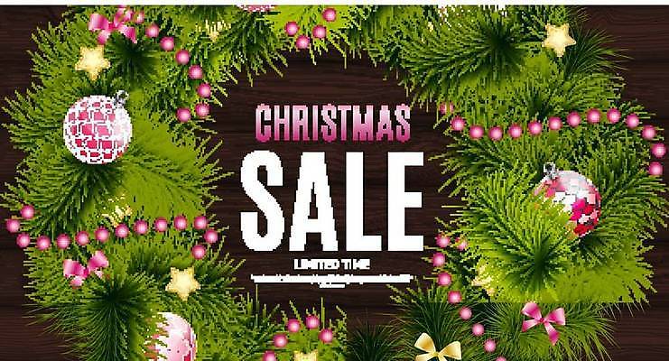 EPS 해외이미지 배너 크리스마스 일러스트 이벤트 사람없음 세일 오너먼트 크리스마스리스 해외일러스트 기념일 크리스마스장식 화환 파일형식 벡터 이미지허브