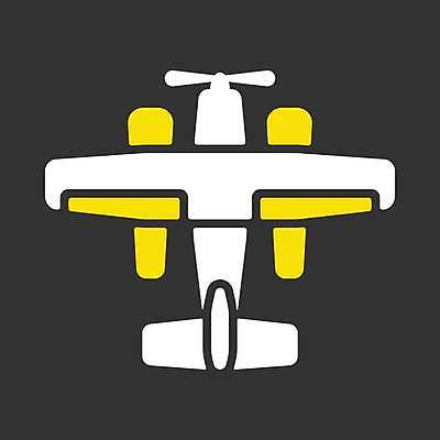 EPS 해외이미지 일러스트 비행기 사람없음 노란색 검은색 흰색 프로펠러기 해외일러스트 컬러 항공교통 대중교통 파일형식 벡터 이미지허브