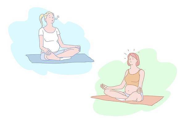 EPS 해외이미지 전신 여자 일러스트 요가 건강 앉기 성인 두명 운동 임산부 임신 매트 명상 돌봄 임산부요가 성인여자만 해외일러스트 웰빙 모션 사람 여자만 성인만 파일형식 벡터 이미지허브