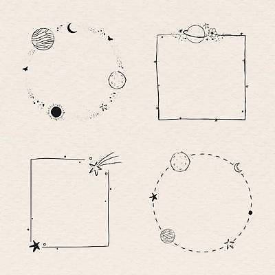 EPS 해외이미지 별 점선 일러스트 프레임 사람없음 우주 행성 달 원형 유성 라인아트 정사각형 손그림 감성 프레임일러스트 해외일러스트 자연요소 도형 선 컨셉 파일형식 벡터 이미지허브