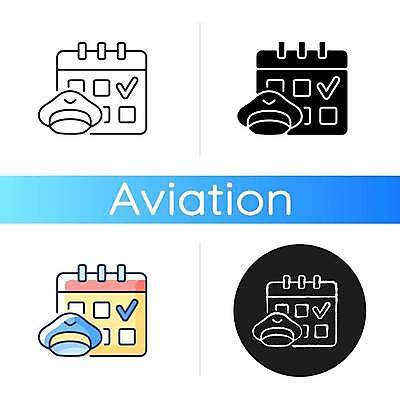 EPS 해외이미지 일러스트 사람없음 달력 플랫 계획 파일럿 승무원 항공 체크표시 해외일러스트 직업 컨셉 확인 파일형식 벡터 이미지허브