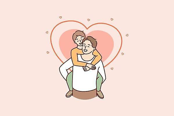 EPS 해외이미지 전신 남자 행복 아들 어린이 일러스트 가족 함께함 사랑 소년 상반신 성인 두명 부모 하트 아빠 업기 남자만 해외일러스트 모양 감정 컨셉 관계 모션 사람 파일형식 벡터 이미지허브