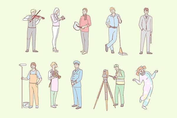 EPS 해외이미지 직업 여자 남자 꽃 행복 유니폼 일러스트 노동자 미술 들기 카메라 광대 비즈니스맨 파일럿 사진사 카메라맨 바이올린 예술가 화가 청소부 페인트공 바이올리니스트 건축업자 산업근로자 플로리스트 해외일러스트 식물 옷 건축 감정 비즈니스 모션 현악기 문화예술 사람 전자제품 연주자 직장인 작가 파일형식 벡터 이미지허브