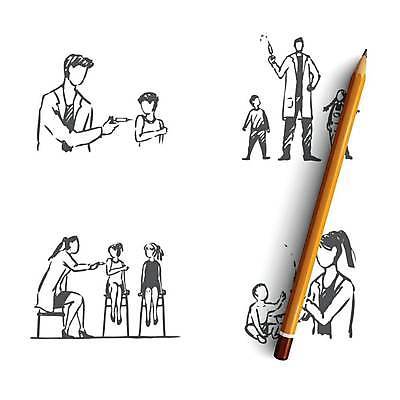 EPS 해외이미지 여자 남자 어린이 일러스트 주사기 들기 소년 여러명 성인 세트 건강관리 의사 아기 스케치 손그림 주사약 소아과의사 예방접종 예방주사 얼굴없음 해외일러스트 다수 의료기기 모션 건강 관리 미술 사람 약 의료진 예방 접종 파일형식 벡터 이미지허브