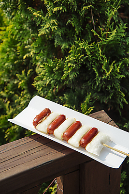 포토 JPG 주간 디저트 사람없음 야외 풀 나무울타리 이천 휴게소 종이접시 소떡소떡 국내포토 자연요소 식물 접시 음식 휴식 울타리 꼬치 경기도 파일형식