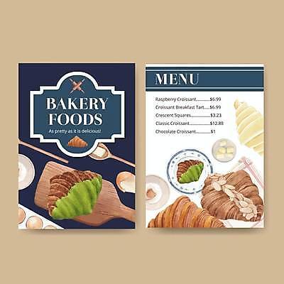 EPS 해외이미지 템플릿 접시 일러스트 디저트 사람없음 계란 식탁보 흰색 설탕 남색 크루아상 메뉴 메뉴판 버터 나무도마 나무주걱 디저트카페 해외일러스트 식기 음식 빵 컬러 도마 목재 알 카페 주걱 파일형식 벡터 이미지허브