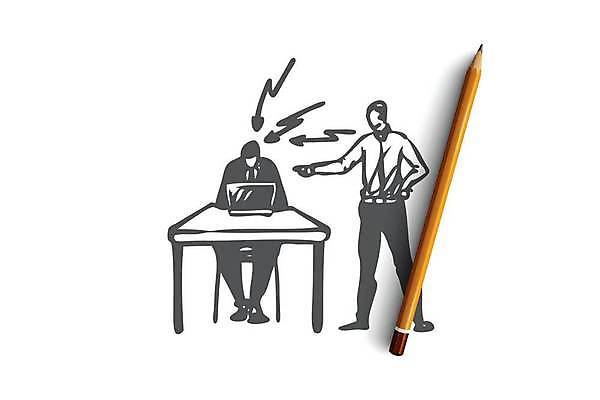 EPS 해외이미지 남자 감정 화살표 허리손 컨셉 일러스트 비즈니스 스트레스 서기 앉기 성인 두명 분노 가리킴 업무 비즈니스맨 스케치 손그림 잔소리 공격적 성인남자만 해외일러스트 포즈 모션 미술 사람 손짓 작업 직장인 남자만 성인만 파일형식 벡터 이미지허브