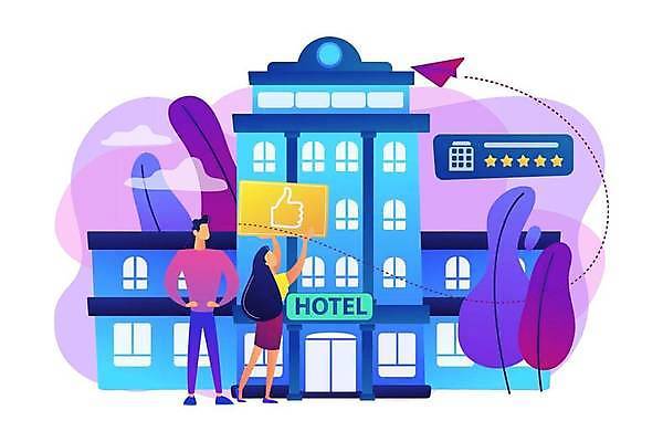 EPS 해외이미지 전신 라이프스타일 여자 남자 여행 허리손 일러스트 호텔 서기 들기 성인 두명 팻말 최고 종이비행기 평가 리뷰 별점 얼굴없음 성인만 해외일러스트 포즈 모션 숙소 프레임 사람 생활 종이접기 점수 파일형식 벡터 이미지허브