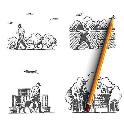 EPS 해외이미지 공원 남자 컨셉 여러마리 일러스트 여러명 성인 점프 산책 잡기 가르침 개 스케치 오브젝트 손그림 탐색 목줄 얼굴없음 성인남자만 애견훈련소 애견훈련 해외일러스트 공공시설 교육 다수 포유류 모션 휴식 미술 사람 연습 남자만 성인만 파일형식 벡터 반려용품 이미지허브