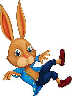 EPS 해외이미지 전신 한마리 옷 일러스트 사람없음 파란색 귀여움 토끼 토끼캐릭터 해외일러스트 1 컬러 동물캐릭터 컨셉 포유류 반려동물 파일형식 벡터 이미지허브