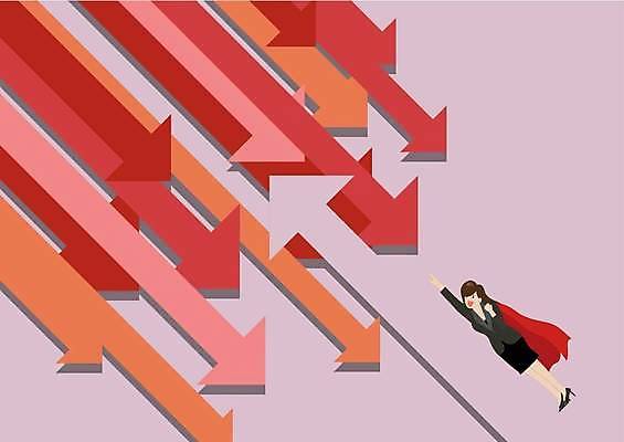 EPS 해외이미지 전신 여자 화살표 일러스트 한명 정장 성인 비즈니스우먼 손뻗기 빨간망토 슈퍼우먼 성인여자한명만 해외일러스트 1 옷 비즈니스 모션 사람 직장인 망토 여자한명만 성인여자만 파일형식 벡터 이미지허브