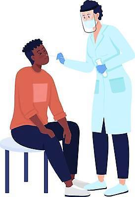 EPS 해외이미지 여자 남자 의자 일러스트 건강 마스크 성인 두명 진료 의사 가림막 성인만 코로나바이러스 검진키트 해외일러스트 가구 의학 사람 의료진 의료용품 바이러스 파일형식 벡터 이미지허브