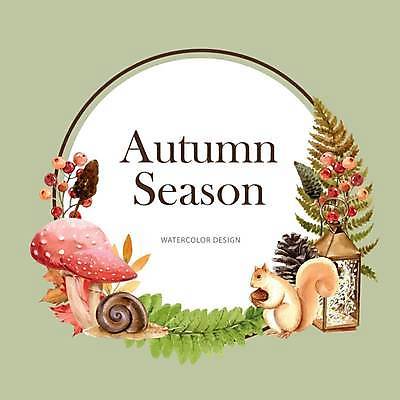 EPS 해외이미지 열매 꽃 낙엽 잎 두마리 일러스트 프레임 타이포그라피 사람없음 초록색 버섯 랜턴 원형 다람쥐 원형프레임 해외일러스트 도형 식물 문자 컬러 2 조명 설치류 파일형식 벡터 이미지허브