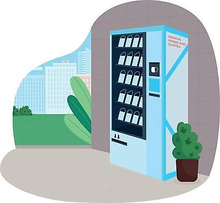 EPS 해외이미지 일러스트 건강 마스크 사람없음 보호 예방 자판기 감염예방 해외일러스트 컨셉 사회이슈 감염 파일형식 벡터 이미지허브