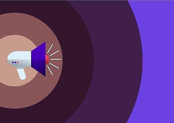 EPS 해외이미지 일러스트 사람없음 보라색 확성기 외침 원형 알림 카피스페이스 해외일러스트 도형 컬러 소리 공백 파일형식 벡터 이미지허브