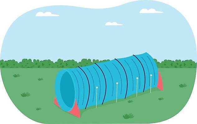 EPS 해외이미지 스포츠 일러스트 사람없음 야외 반려동물 터널 놀이터 장애물 심플 애견훈련소 애견훈련 해외일러스트 동물 길 놀이 연습 파일형식 벡터 이미지허브