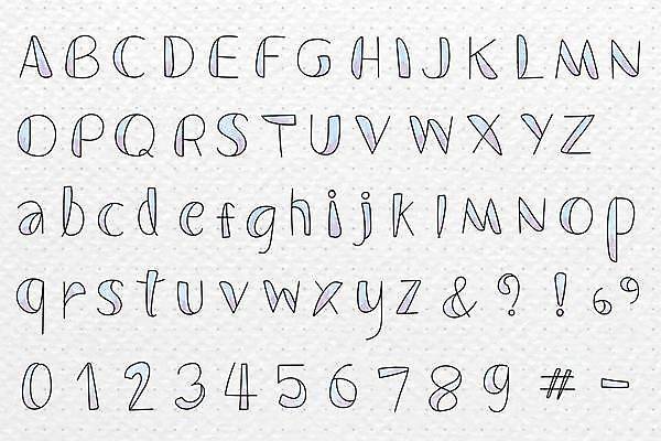 EPS 해외이미지 기호 디자인 알파벳 영어 일러스트 대문자 타이포그라피 사람없음 파란색 세트 숫자 보라색 플랫 낙서 손그림 조합형타이포 해외일러스트 문자 컬러 파일형식 벡터 이미지허브