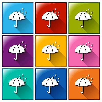 EPS 해외이미지 일러스트 우산 버튼 사람없음 컬러풀 비 해외일러스트 자연요소 컬러 날씨 파일형식 벡터 이미지허브