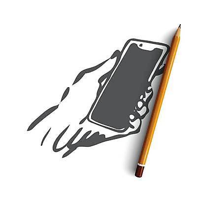 EPS 해외이미지 손 일러스트 들기 신체부위 스마트폰 잡기 스케치 손그림 해외일러스트 모션 미술 사람 핸드폰 스마트기기 파일형식 벡터 이미지허브