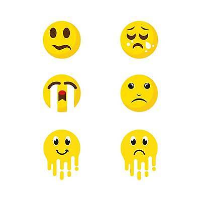 EPS 해외이미지 감정 일러스트 표정 사람없음 노란색 다양 표현 찡그림 울음 눈물 이모티콘 해외일러스트 컬러 다수 파일형식 벡터 이미지허브