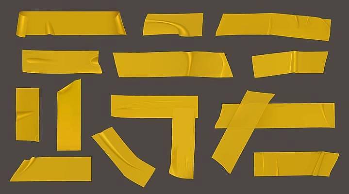 EPS 해외이미지 디자인 일러스트 추상 사람없음 세트 노란색 주름 테이프 겹침 엘리먼트 해외일러스트 컬러 무늬 문구용품 파일형식 벡터 이미지허브