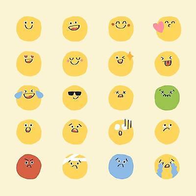 EPS 해외이미지 디자인 행복 감정 생각 일러스트 키스 표정 사랑 윙크 미소 웃음 사람없음 세트 선글라스 귀여움 눈감음 놀람 고통 슬픔 분노 하트 자신감 찡그림 좌절 눈물 메롱 이모티콘 엘리먼트 아기자기 해외일러스트 모양 안경 컨셉 모션 애정표현 파일형식 벡터 이미지허브