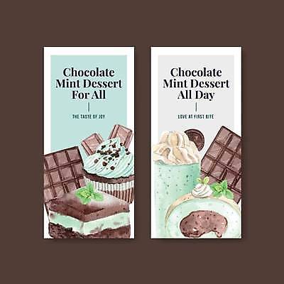 EPS 해외이미지 템플릿 일러스트 사람없음 회색 컵케이크 민트 롤케이크 민트색 프라페 민트초코 해외일러스트 음료 컬러 케이크 초콜릿 허브 파일형식 벡터 이미지허브