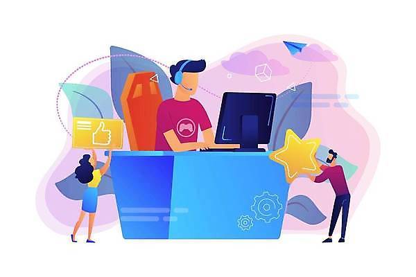 EPS 해외이미지 전신 라이프스타일 여자 남자 별 분홍색 일러스트 응원 들기 앉기 상반신 성인 세명 컴퓨터 모니터 헤드셋 게임 최고 프로게이머 플레이어 얼굴없음 성인만 해외일러스트 자연요소 직업 컬러 음향기기 모션 놀이 사람 생활 전자제품 헤드폰 게이머 파일형식 벡터 이미지허브