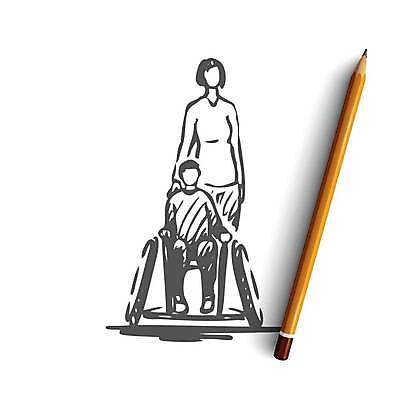 EPS 해외이미지 전신 여자 남자 실루엣 어린이 컨셉 일러스트 가족 앉기 소년 성인 장애인 스케치 휠체어 손그림 장애 얼굴없음 해외일러스트 관계 모션 촬영기법 미술 사람 파일형식 벡터 이미지허브