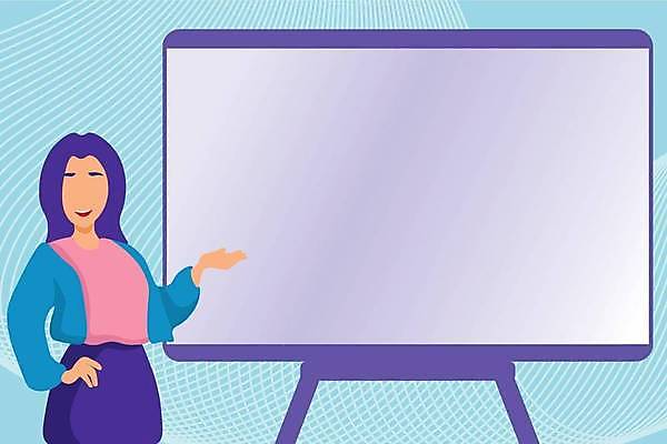 EPS 해외이미지 여자 허리손 일러스트 프레임 한명 성인 파란색 모니터 보라색 공백 가리킴 비즈니스우먼 가르침 보여주기 성인여자한명만 카피스페이스 해외일러스트 1 교육 컬러 포즈 비즈니스 모션 사람 손짓 컴퓨터 직장인 여자한명만 성인여자만 파일형식 벡터 이미지허브