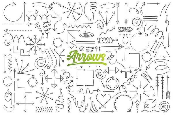 EPS 해외이미지 화살표 물결 점선 곡선 일러스트 화살 사람없음 세트 사각형 다양 회오리 하트 삼각형 낙서 방향 라인아트 손그림 해외일러스트 모양 도형 선 다수 파일형식 벡터 이미지허브