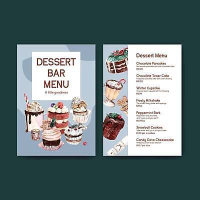 EPS 해외이미지 템플릿 하늘색 일러스트 디저트 사람없음 케이크 달콤 컵케이크 메뉴 메뉴판 머핀 코코아 마시멜로우 브라우니 진저쿠키 디저트카페 해외일러스트 음료 음식 빵 파란색 쿠키 카페 맛 파일형식 벡터 이미지허브