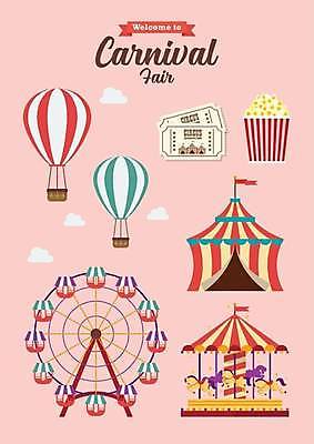 EPS 해외이미지 구름 분홍색 일러스트 사람없음 놀이공원 열기구 티켓 서커스 천막 팝콘 대관람차 회전목마 해외일러스트 자연요소 컬러 항공교통 테마파크 놀이기구 파일형식 벡터 이미지허브