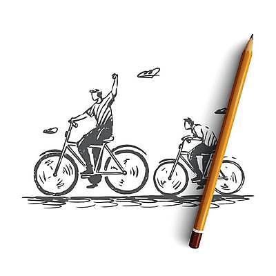 EPS 해외이미지 남자 행복 아들 어린이 컨셉 일러스트 가족 함께함 건강 사람 소년 성인 두명 운동 손들기 자전거 주먹 아빠 승차 스케치 손그림 사이클링 바이킹 얼굴없음 남자만 해외일러스트 감정 관계 모션 미술 바이크 육상스포츠 파일형식 벡터 이미지허브