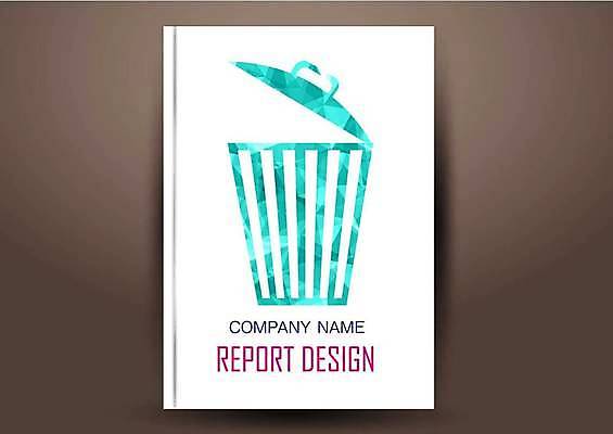 EPS 해외이미지 표지디자인 표지 북커버 일러스트 비즈니스 사람없음 책 쓰레기통 민트색 폴리곤 표지샘플 해외일러스트 컬러 파일형식 벡터 이미지허브