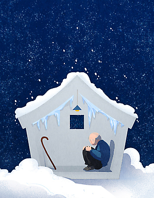 전신 PSD 할아버지 노년 남자 별 겨울 일러스트 지팡이 밤하늘 주택 한명 추위 흰색 눈 고독 남색 연말연시 웅크림 독거노인 노인남자한명만 고독사 눈덮임 국내일러스트 자연요소 1 계절 감정 컬러 컨셉 모션 하늘 날씨 사람 성인 건물 죽음 야간 남자한명만 노인남자만 파일형식