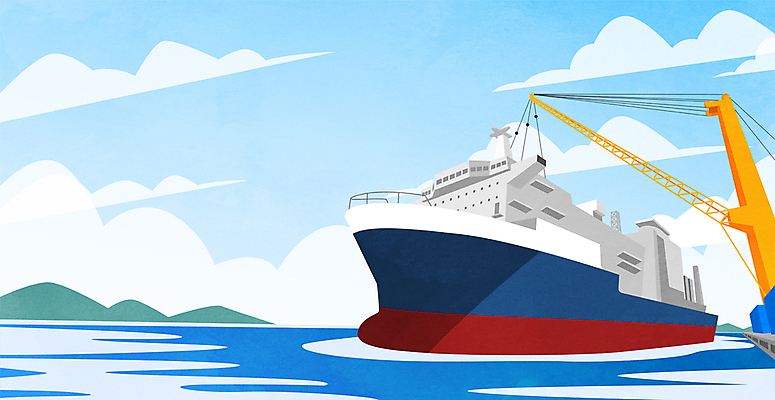 구름 바다 하늘색 일러스트 사람없음 항구 제조 조선소 기중기 산업현장 조선업 선박 국내일러스트 AI파일 자연요소 산업 수상교통 교통시설 파란색 중장비 파일형식 벡터