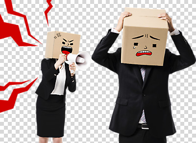 편집 편집이미지 여자 남자 들기 누끼 정장 상반신 20대 성인 두명 30대 비즈니스라이프 확성기 외침 한국인 슬픔 분노 비즈니스맨 비즈니스우먼 꾸지람 종이상자 PNG 엄격한 성인만 편집소스 라이프스타일 옷 감정 비즈니스 모션 사람 동양인 청년 장년 상자 소리 직장인 체벌 파일형식