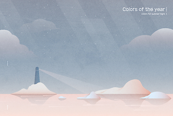 구름 바다 섬 백그라운드 일러스트 등대 풍경 타이포그라피 사람없음 유행 2022년 트렌드컬러 고새머핑크 글라시에레이크 국내일러스트 AI파일 자연요소 문자 분홍색 컬러 파란색 연도 파일형식 벡터 트랜드컬러