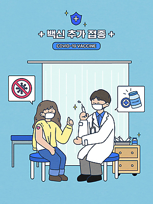 전신 PSD 여자 남자 하늘색 말풍선 일러스트 병원 주사기 마스크 들기 앉기 성인 두명 환자 의사 최고 백신 성인만 코로나바이러스 바이알 감염예방 백신접종 델타변이바이러스 부스터샷 위드코로나 국내일러스트 의학 의료기기 모션 사람 파란색 의료진 의료용품 바이러스 사회이슈 예방 감염 접종 파일형식