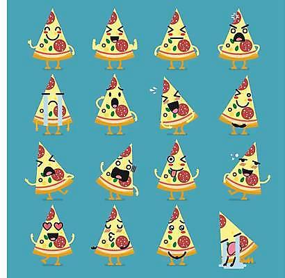 EPS 해외이미지 캐릭터 감정 조각 일러스트 표정 사람없음 세트 만화 이모티콘 페퍼로니피자 해외일러스트 일러캐릭터 피자 파일형식 벡터 이미지허브