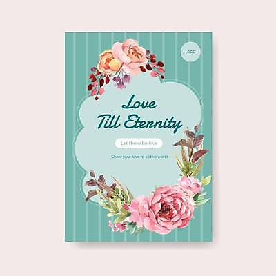 EPS 해외이미지 꽃 포스터 잎 일러스트 사람없음 분위기 손그림 감성 세로줄 민트색 세로줄무늬 포스터템플릿 해외일러스트 식물 템플릿 선 컬러 컨셉 줄무늬 파일형식 벡터 이미지허브