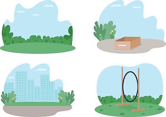 EPS 해외이미지 공원 줄기 잎 일러스트 사람없음 상자 도시 원예 훈련도구 애견훈련 해외일러스트 식물 공공시설 취미 도구 연습 파일형식 벡터 이미지허브