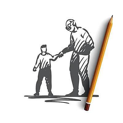 EPS 해외이미지 전신 응시 할아버지 노년 어린이 일러스트 가족 손자 서기 소년 두명 걷기 손잡기 스케치 손그림 얼굴없음 남자만 해외일러스트 시선 남자 관계 모션 미술 사람 성인 손주 파일형식 벡터 이미지허브