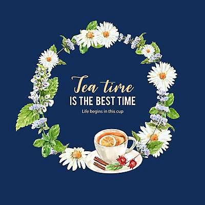 EPS 해외이미지 꽃 잎 일러스트 글자캘리그라피 사람없음 파란색 원형 찻잔 레몬 민트 컵받침 원형프레임 꽃프레임 시나몬스틱 캐모마일 해외일러스트 도형 식물 컬러 과일 캘리그라피 잔 프레임 허브 받침대 시나몬 파일형식 벡터 이미지허브